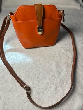 Valentina Women's Orange Leather Crossbody Bag - Elegant Everyday Style